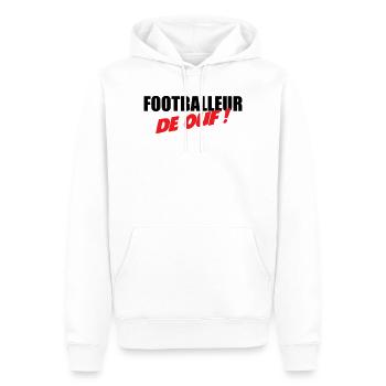 Footballeur de Ouf : Affichez Votre Talent Brut - Sweat à capuche Premium bio Homme - blanc - Devant - Nico (187cm)
