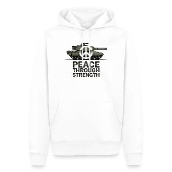 Peace-Over Tanks-Emblem - Männer Premium Bio Hoodie - Weiß - Vorne - Nico (187cm)