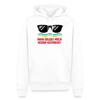 Selten gestresst: Humorvoller Stresswitz - Männer Premium Bio Hoodie - Weiß - Vorne - Nico (187cm)