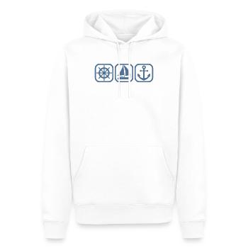 Navigateur Plaisancier Capitaine Voilier Ancre Voile - Sweat à capuche Premium bio Homme - blanc - Devant - Nico (187cm)