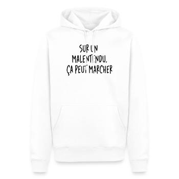  Sur un malentendu ça peut marcher JC Dusse - Sweat à capuche Premium bio Homme - blanc - Devant - Nico (187cm)