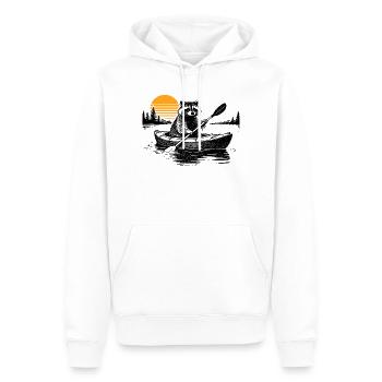Raton laveur en kayak - Sweat à capuche Premium bio Homme - blanc - Devant - Nico (187cm)