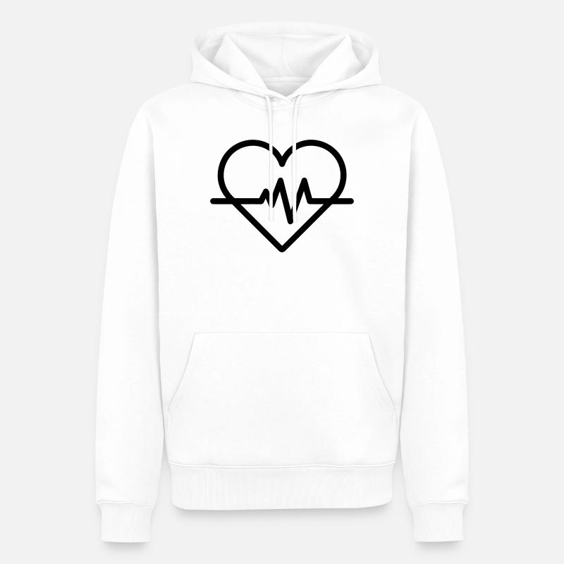 Herzfrequenz - Männer Premium Bio Hoodie - Weiß