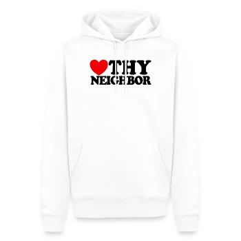 Aimez votre prochain – Foi chrétienne – Jésus - Sweat à capuche Premium bio Homme - blanc - Devant - Nico (187cm)