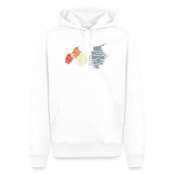 Dessin vintage en ruche - Sweat à capuche Premium bio Homme - blanc - Devant - Nico (187cm)