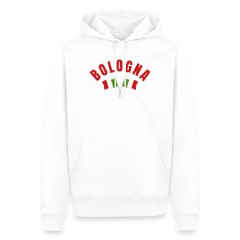Bologna-Emblem mit kreuzenden italienischen Flaggen - Männer Premium Bio Hoodie - Weiß - Vorne - Nico (187cm)