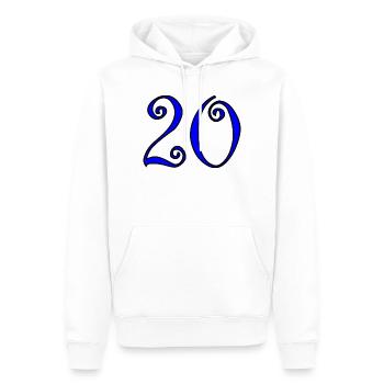 20. 20e ANNIVERSAIRE. ANNIVERSAIRE 20 ANS. 20 ANS. - Sweat à capuche Premium bio Homme - blanc - Devant - Nico (187cm)