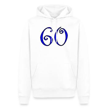 60. 60 JAHRE. 60-JÄHRIGES JUBILÄUM. 60. GEBURTSTAG. - Männer Premium Bio Hoodie - Weiß - Vorne - Nico (187cm)