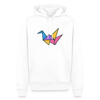 Géométrie colorée de grue origami - Sweat à capuche Premium bio Homme - blanc - Devant - Nico (187cm)