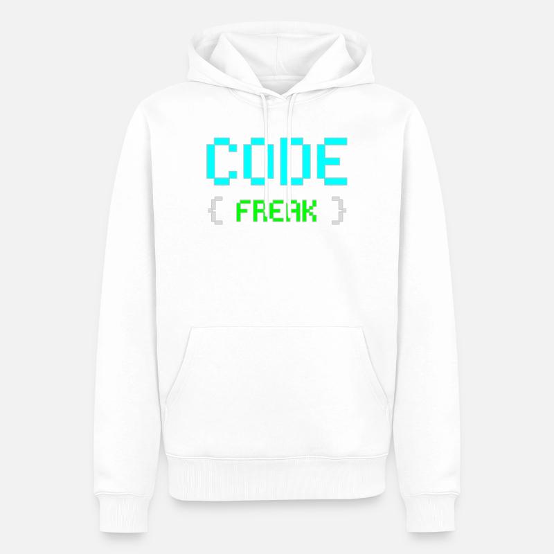 Pixel Code Freak Neon Tee - Männer Premium Bio Hoodie - Weiß