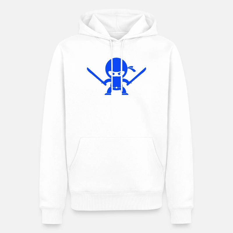 Blauer Ninja mit zwei Schwertern - Männer Premium Bio Hoodie - Weiß