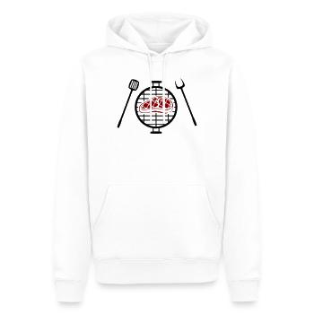 Red steak pattern print - Men’s Premium Organic Hoodie - white - Front - Nico (187cm)
