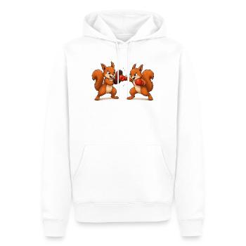 Eichhörnchen Boxtraining Cartoon Motiv  - Männer Premium Bio Hoodie - Weiß - Vorne - Nico (187cm)