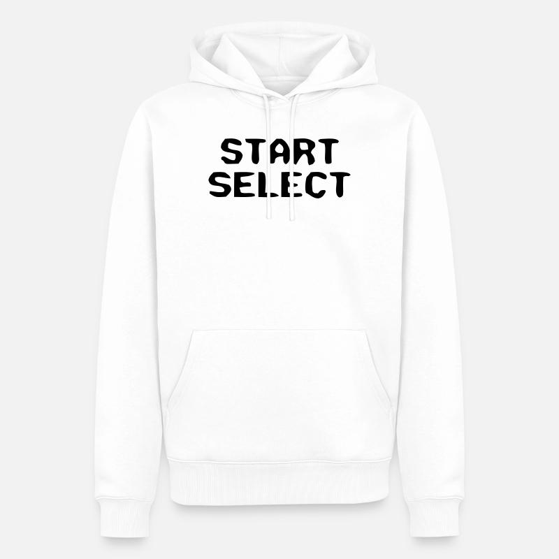 Start Select 8-Bit Text - Männer Premium Bio Hoodie - Weiß
