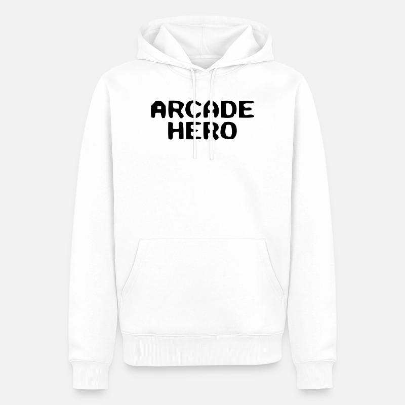 Lettrage rétro Arcade Hero - Sweat à capuche Premium bio Homme - blanc