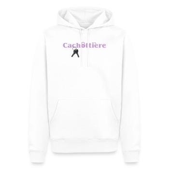 Cachottière Clés et Mystère - Sweat à capuche Premium bio Homme - blanc - Devant - Nico (187cm)