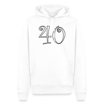 40. 40 ANS. 40e ANNIVERSAIRE. ANNIVERSAIRE 40 ANS. - Sweat à capuche Premium bio Homme - blanc - Devant - Nico (187cm)