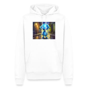 Blaues lustiges und lachendes Monster  - Männer Premium Bio Hoodie - Weiß - Vorne - Nico (187cm)
