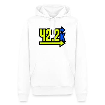  Stolzer 42.2k Marathon Finisher - Männer Premium Bio Hoodie - Weiß - Vorne - Nico (187cm)