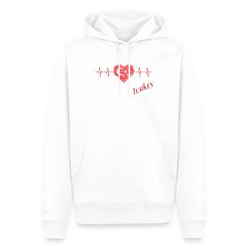 Cœur turc avec drapeau et ECG - Sweat à capuche Premium bio Homme - blanc - Devant - Nico (187cm)