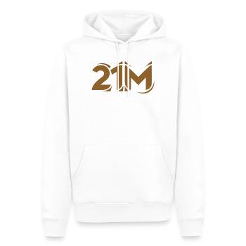 Motif graphique crypto limite 21 millions BTC - Sweat à capuche Premium bio Homme - blanc - Devant - Nico (187cm)