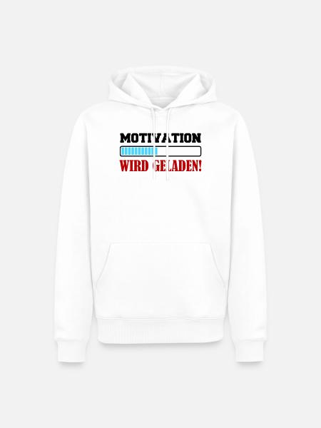 motivation_wird_geladen- - Männer Premium Bio Hoodie - Weiß