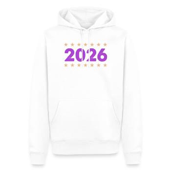 Jahr 2026 in Lila mit Sternen - Männer Premium Bio Hoodie - Weiß - Vorne - Nico (187cm)