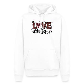Liebe wie Jesus Herzschrift Schleife - Männer Premium Bio Hoodie - Weiß - Vorne - Nico (187cm)