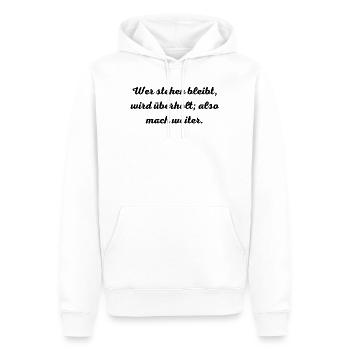 Motivationsspruch:Wer stehen bleibt, wird überholt - Männer Premium Bio Hoodie - Weiß - Vorne - Nico (187cm)