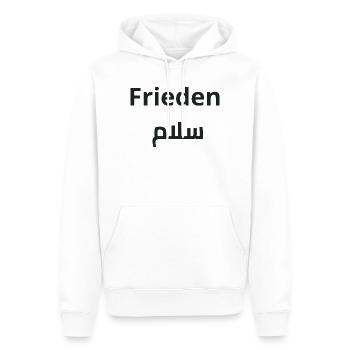 Frieden und Salam - Arabische Kalligrafie - Männer Premium Bio Hoodie - Weiß - Vorne - Nico (187cm)