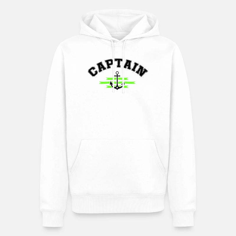 Capitaine d’ancre - Sweat à capuche Premium bio Homme - blanc