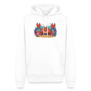 Fröhliche Unterwasserkrabbe - Männer Premium Bio Hoodie - Weiß - Vorne - Nico (187cm)