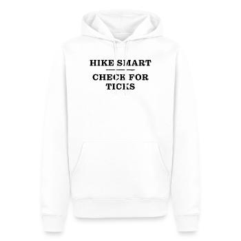 Vérification des tiques : sensibilisation à la maladie de Lyme, sécurité de randonnée - Sweat à capuche Premium bio Homme - blanc - Devant - Nico (187cm)