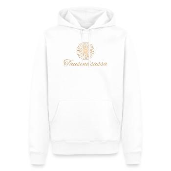 Touche-à-tout - vocabulaire - mots oubliés - Sweat à capuche Premium bio Homme - blanc - Devant - Nico (187cm)