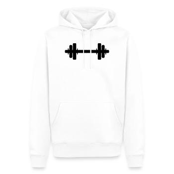 Dumbell - Men’s Premium Organic Hoodie - white - Front - Nico (187cm)