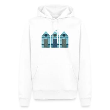Maison de plage Trois Décoration en bois de mer Mouette 3 - Sweat à capuche Premium bio Homme - blanc - Devant - Nico (187cm)