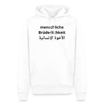 Menschliche Brüderlichkeit - Human Fraternity - Männer Premium Bio Hoodie - Weiß - Vorne - Nico (187cm)