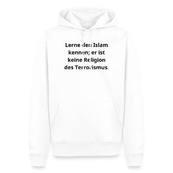 Islam kennenlernen: Frieden statt Vorurteile - Männer Premium Bio Hoodie - Weiß - Vorne - Nico (187cm)