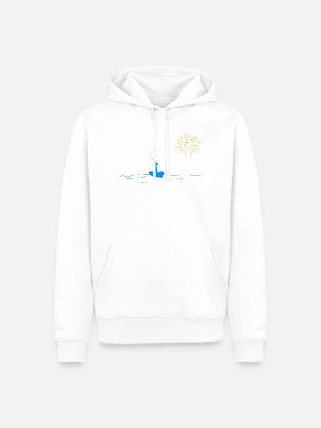 Angeln Angler See Natur - Männer Premium Bio Hoodie - Weiß