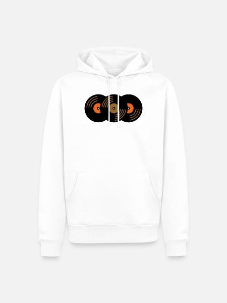 Schallplatten Sammlung Musik Fan - Männer Premium Bio Hoodie - Weiß