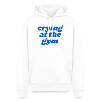 crying at the gym - Männer Premium Bio Hoodie - Weiß - Vorne - Nico (187cm)