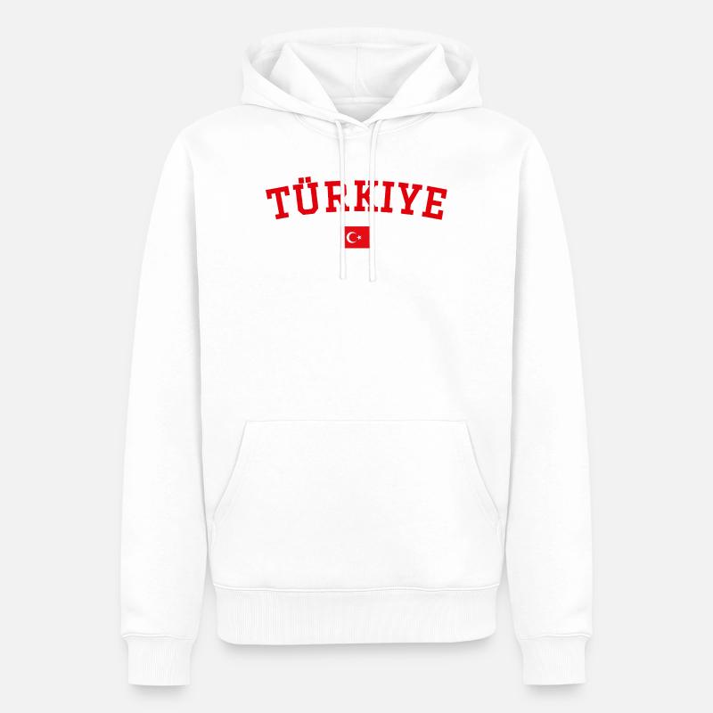 Drapeau de la Turquie en rouge - Sweat à capuche Premium bio Homme - blanc