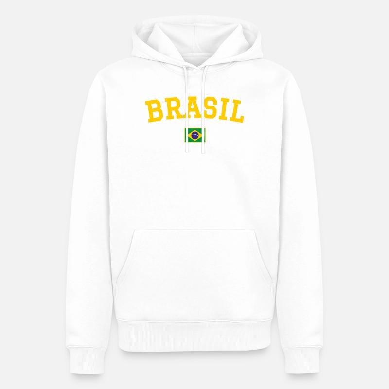 Drapeau du Brésil jaune - Sweat à capuche Premium bio Homme - blanc