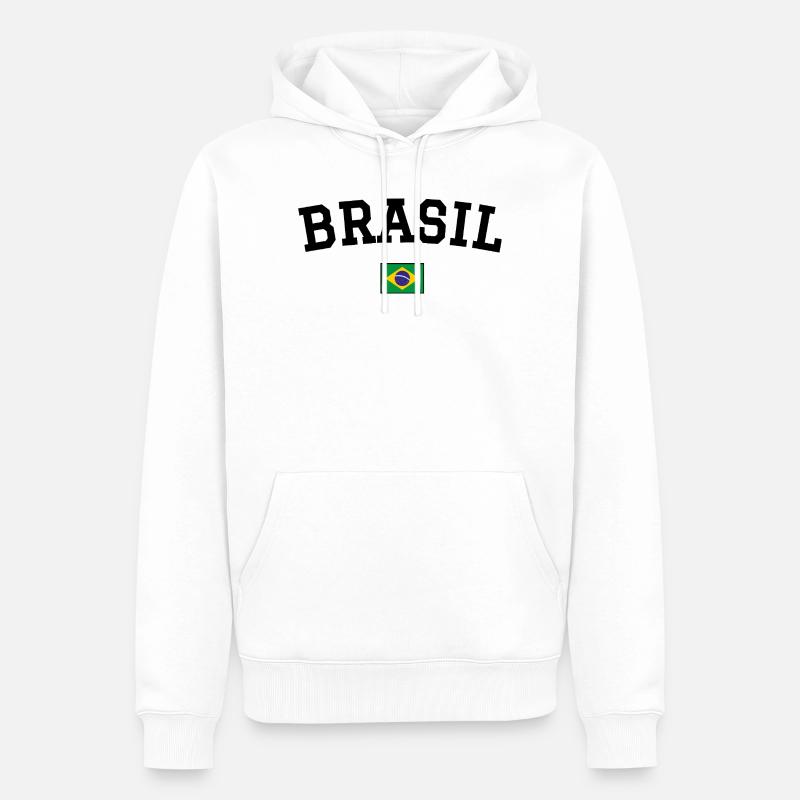 Drapeau du Brésil Noir - Sweat à capuche Premium bio Homme - blanc