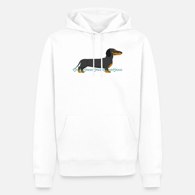 Image du teckel - Sweat à capuche Premium bio Homme - blanc