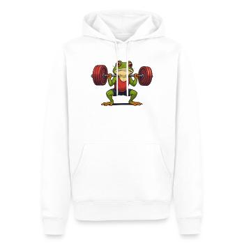 Grenouille haltérophile musclée - Sweat à capuche Premium bio Homme - blanc - Devant - Nico (187cm)