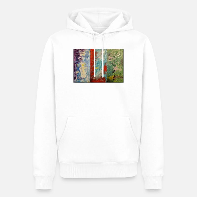 Triptychon Farbfluss - Männer Premium Bio Hoodie - Weiß