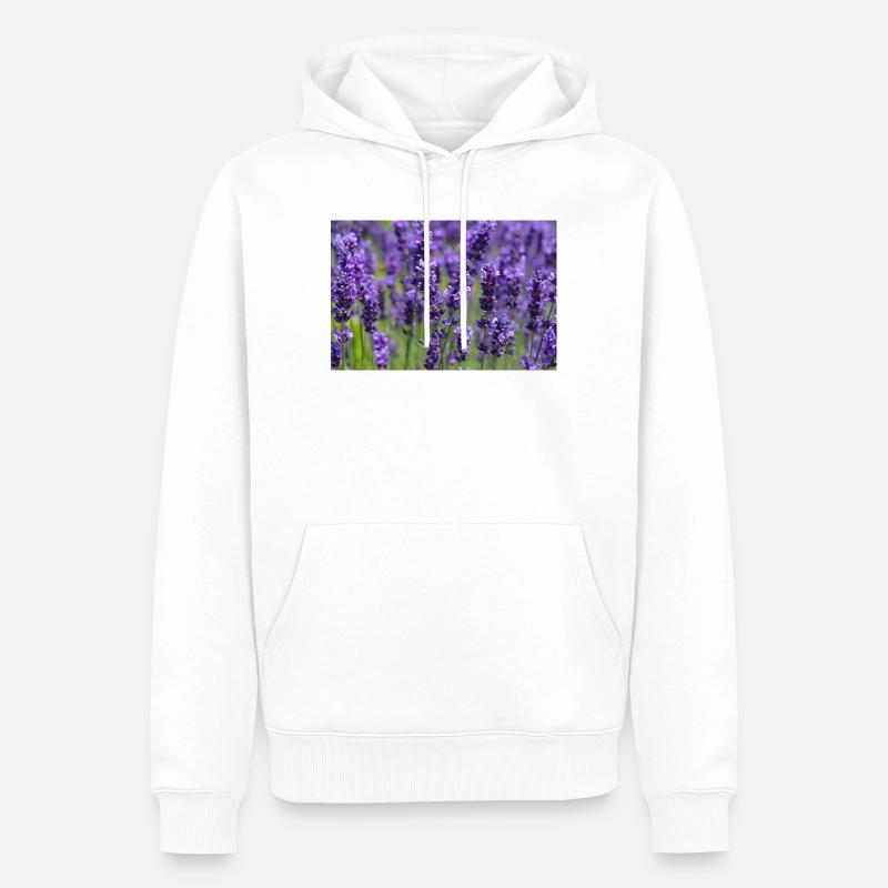 Lavendelfeld-Traumlandschaft - Männer Premium Bio Hoodie - Weiß