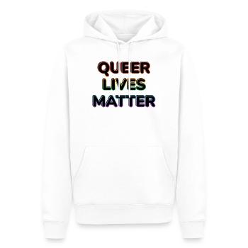 Queer Lives Matter Regenbogen-Neon - Männer Premium Bio Hoodie - Weiß - Vorne - Nico (187cm)