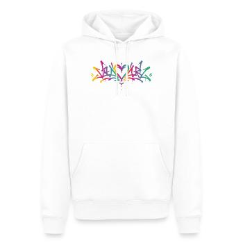 Buntes Love Graffiti Street Art Herz - Männer Premium Bio Hoodie - Weiß - Vorne - Nico (187cm)